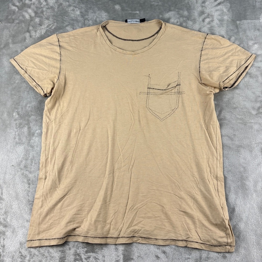 Dolce & Gabbana T-Shirt Mens 48 G8V15T Tan Exposed Stitch Pocket EUC